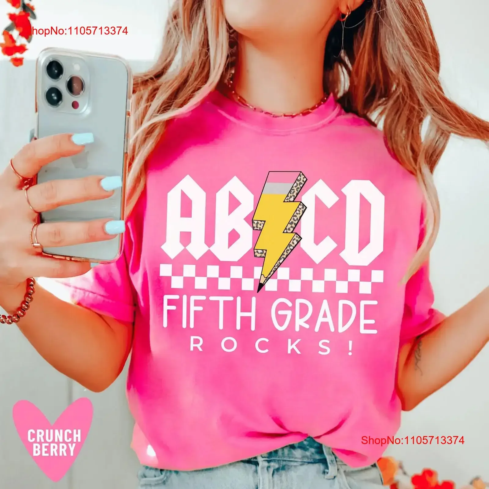 Fifth Grade Rocks Teacher T Shirt for Appreciation s 5th ABCD Elementary vintage Washed Breathable Unisex Versatile graphic