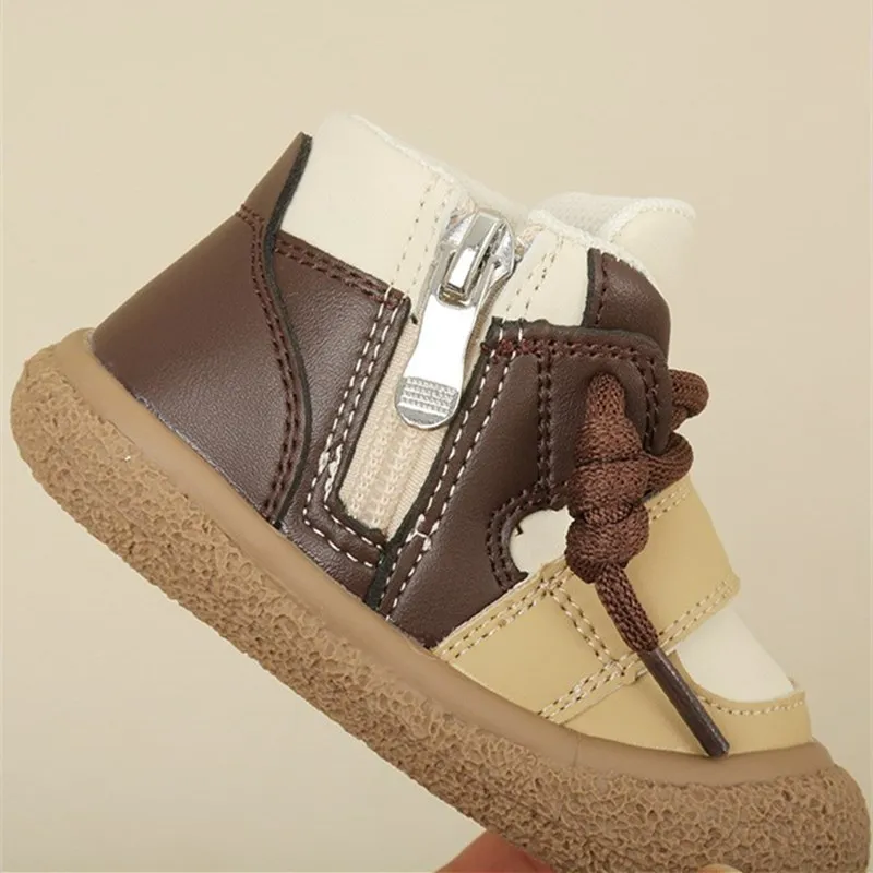 2023 New Autumn Baby Boots For Boys Leather Kids Ankle Boots Anti-collision Soft Sole Fashion Toddler Children Boots