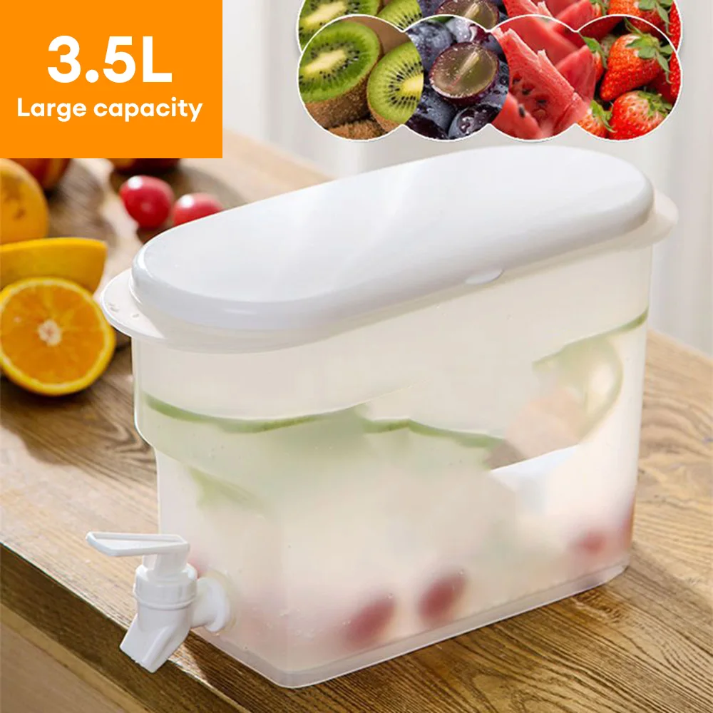 3.5L Cold Water Bucket With Tap Home Refrigerator Beverage Dispenser Bucket Drink Juice Fruit Teapot Ice Kettle Dispenser