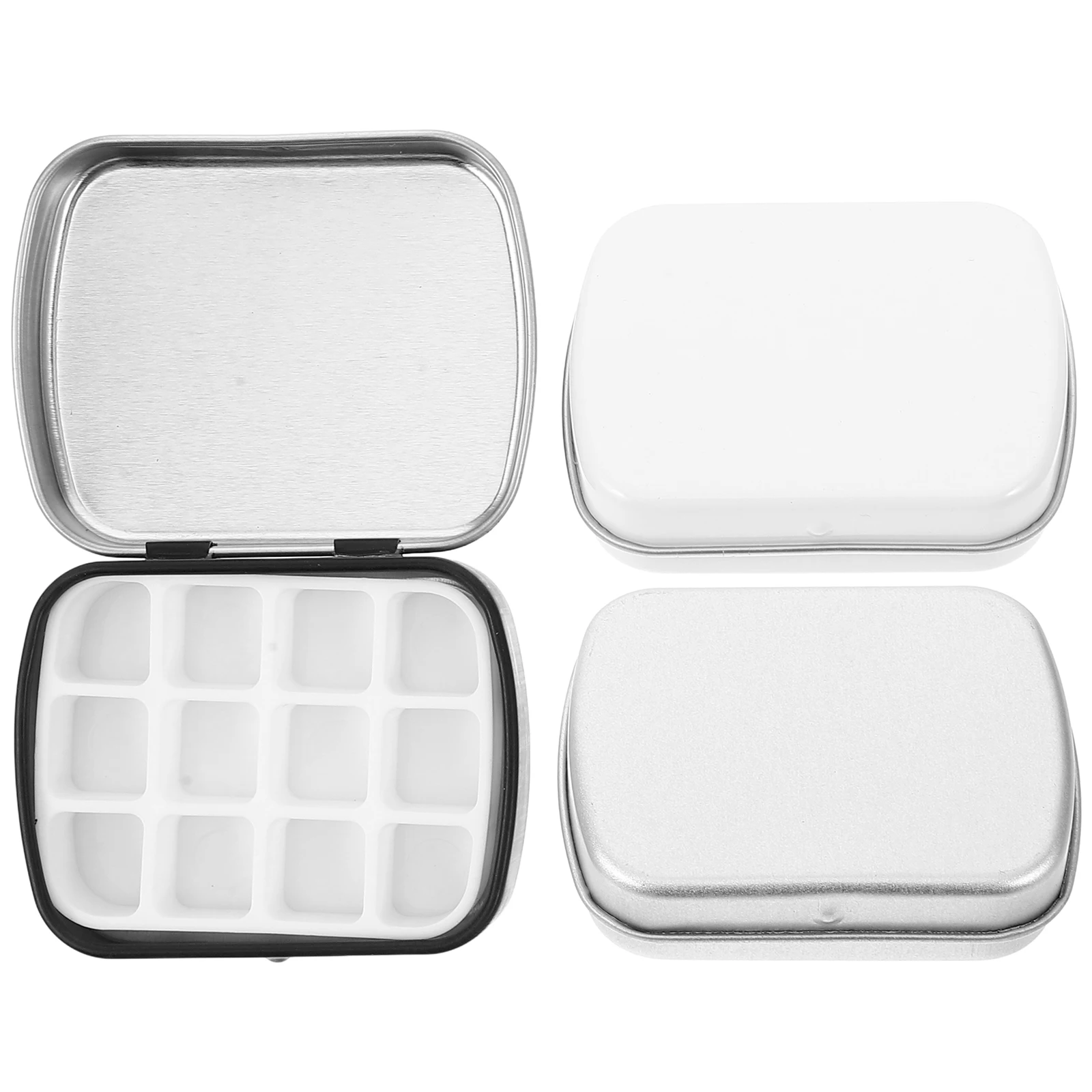 

3pcs Nail Polish Organizer Mini Watercolor Storage Box 24 Compartments Empty Palette Tin Travel Home Use Acrylic Material Low