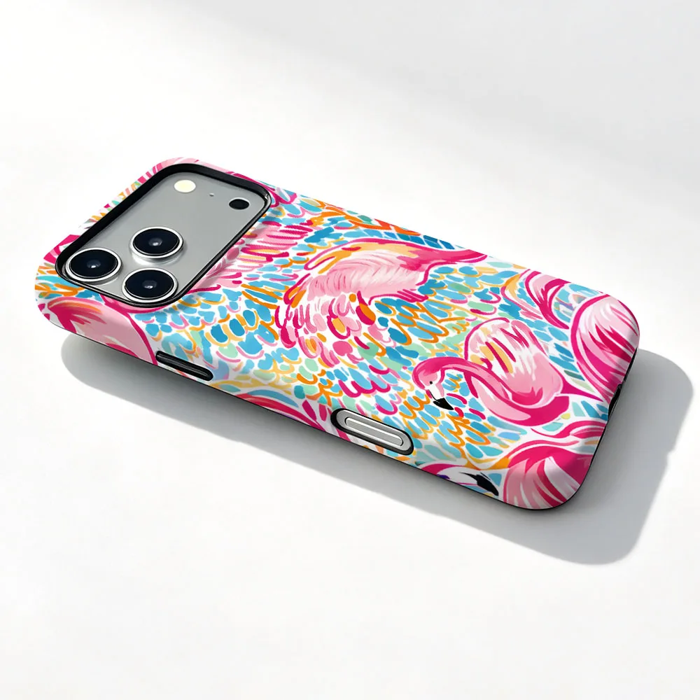 Magnetic Case For iPhone 17 16 15 14 13 12 11 Pro Max Air 16e 7 8 Plus XS Max X XR Pink Flamingo 2 IN 1 Film Shell Phone Cover - view 2