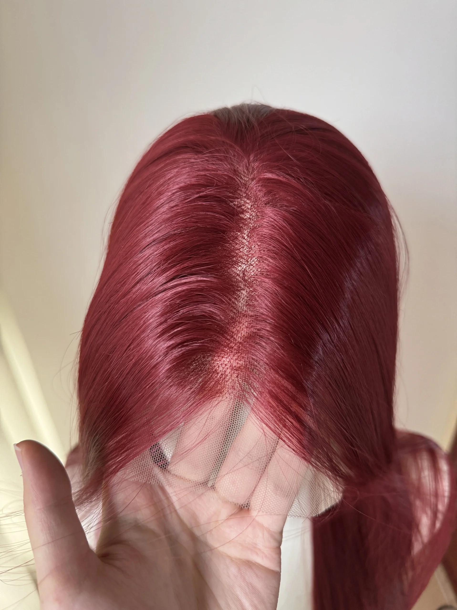 Wig Renda Depan Merah Anggur untuk Wanita Wig Renda 13*4 Lurus Panjang 26 Inci Wig Renda Sintetis Kualitas Tinggi Alami untuk Cosplay Peluca