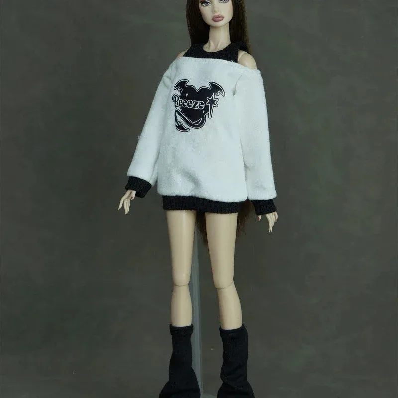 1/6 Puppenkleidung, passend für 30 cm dünnes Bjd-Puppenrock-Set, Kapuzenpullover-Set, Anzieh-Mädchen-Spielzeug, Spielhaus-Puppenzubehör, keine Puppe