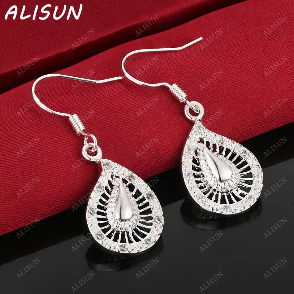 

ALISUN 925 Sterling Silver Design Zircons Earrings Drop Earring Anniversary Gift Popular Wild Fashion Romantic Jewelry