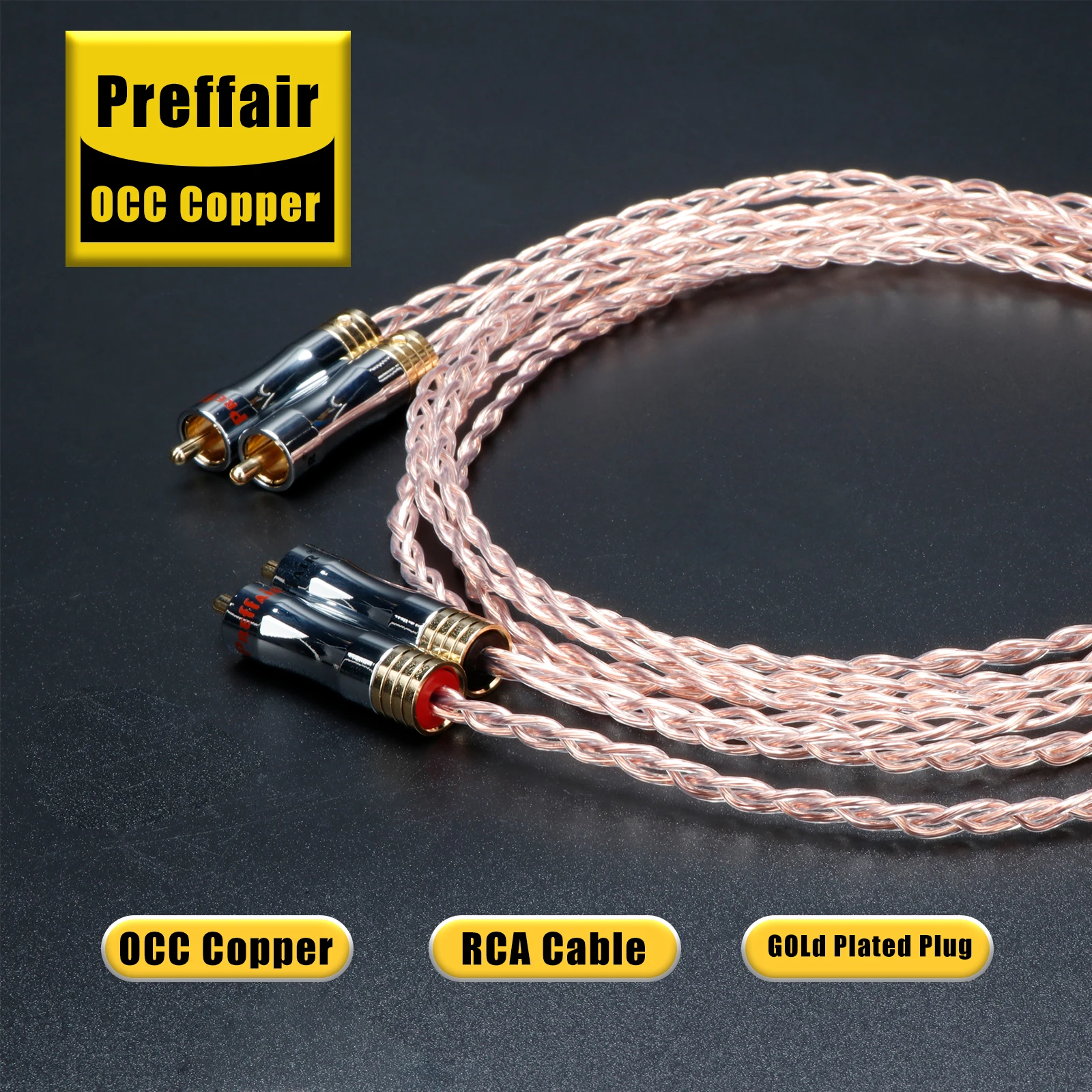 

Preffair 2RCA to 2RCA OCC copper Signal Digital audio cable silver plated rca cable gold plated connector for TV AV