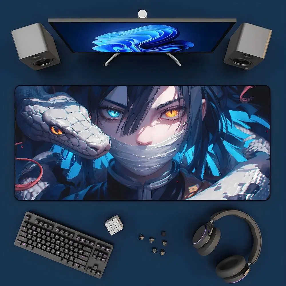 Demon Slayer Inosuke Anime Gaming Mouse Pad Large Rubber Keyboard Desk Mat With 2MM Stitched Edge Design