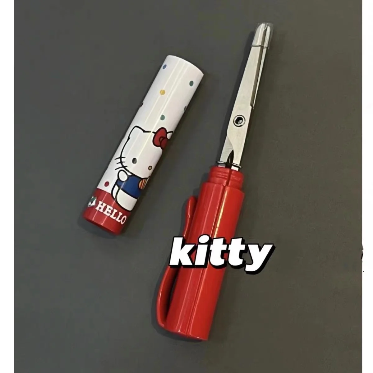 Sanrio Hello Kitty Pen-shaped Portable Scissors Cartoon Cinnamoroll Kuromi Cute Portable Mini Safety Scissors Office Study Gift