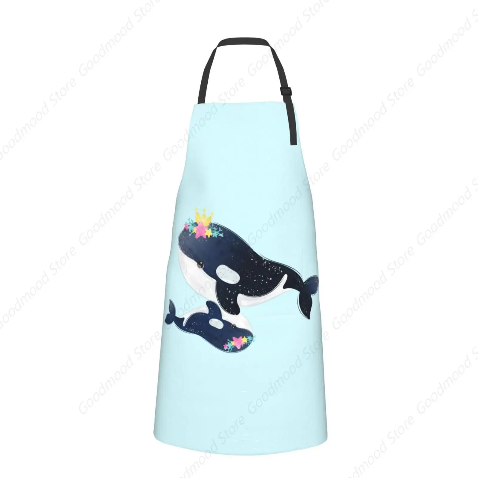 Cute Whale Apron Adjustable Waterproof With Pockets Bib Kitchen Cooking Aprons Chef Aprons For Men Women