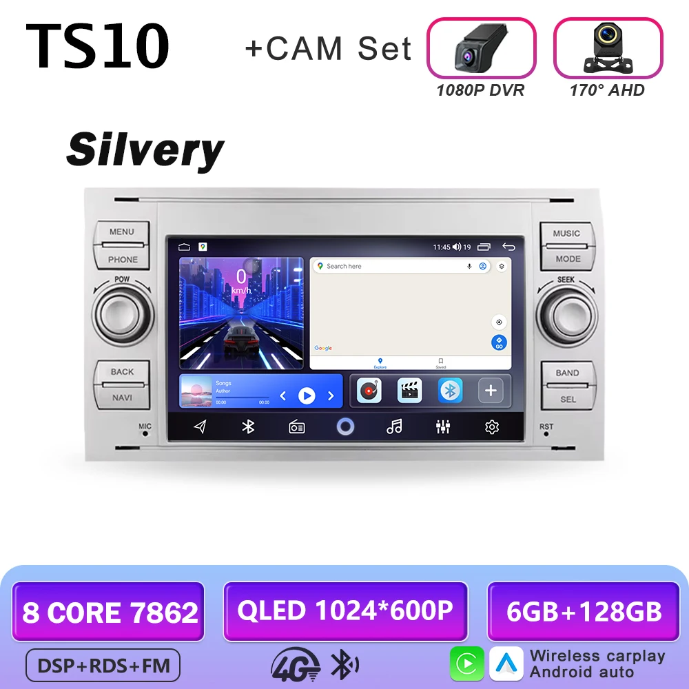 Android autoradio AUTO Carplay voor FORD C-Max Connect Fiesta Fusion Galaxy Kuga Mondeo S-Max Transit Focus GPS multimediaspeler