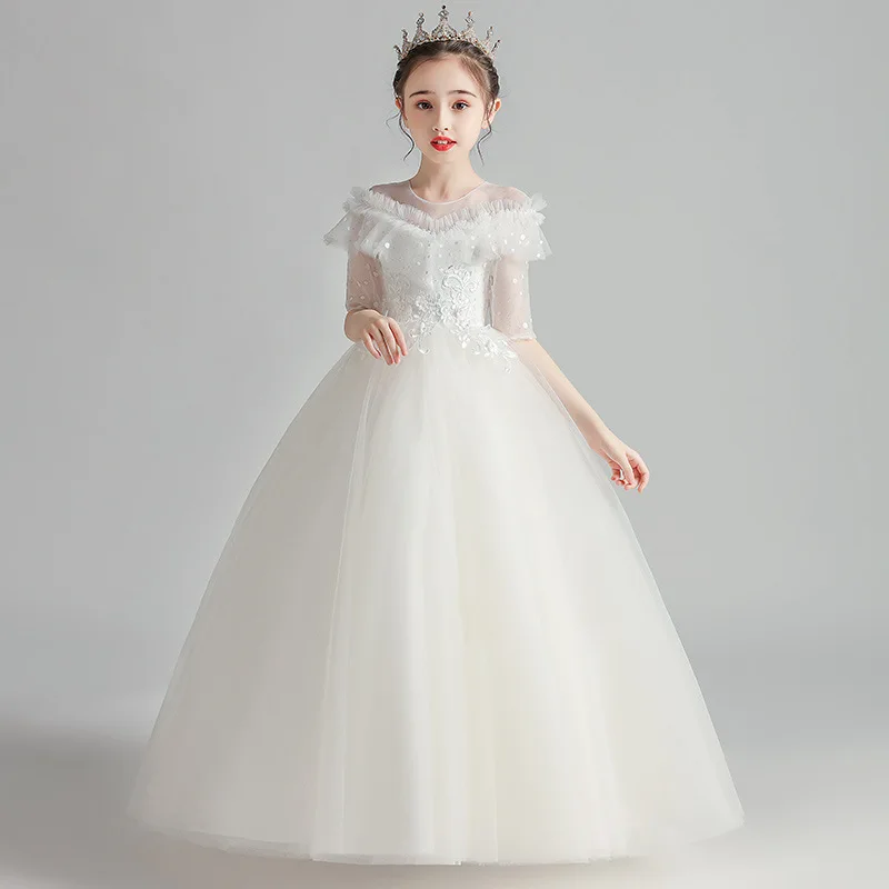 

White girls party dresses dress summer new ball gown children's piano performance clothes princess dress 3-12 years