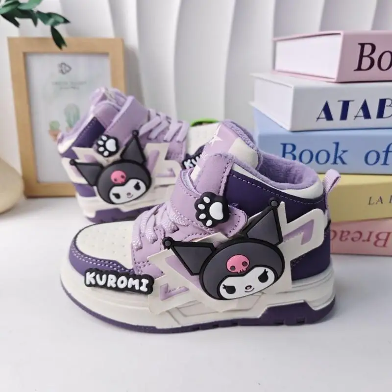 Sanrios Girl New Shoe Child Sneakers Kuromi Anime Figure Anti-Slip Leisure Fashion Keep Warm Kawaii Cartoon Cotton Shoes Velvet