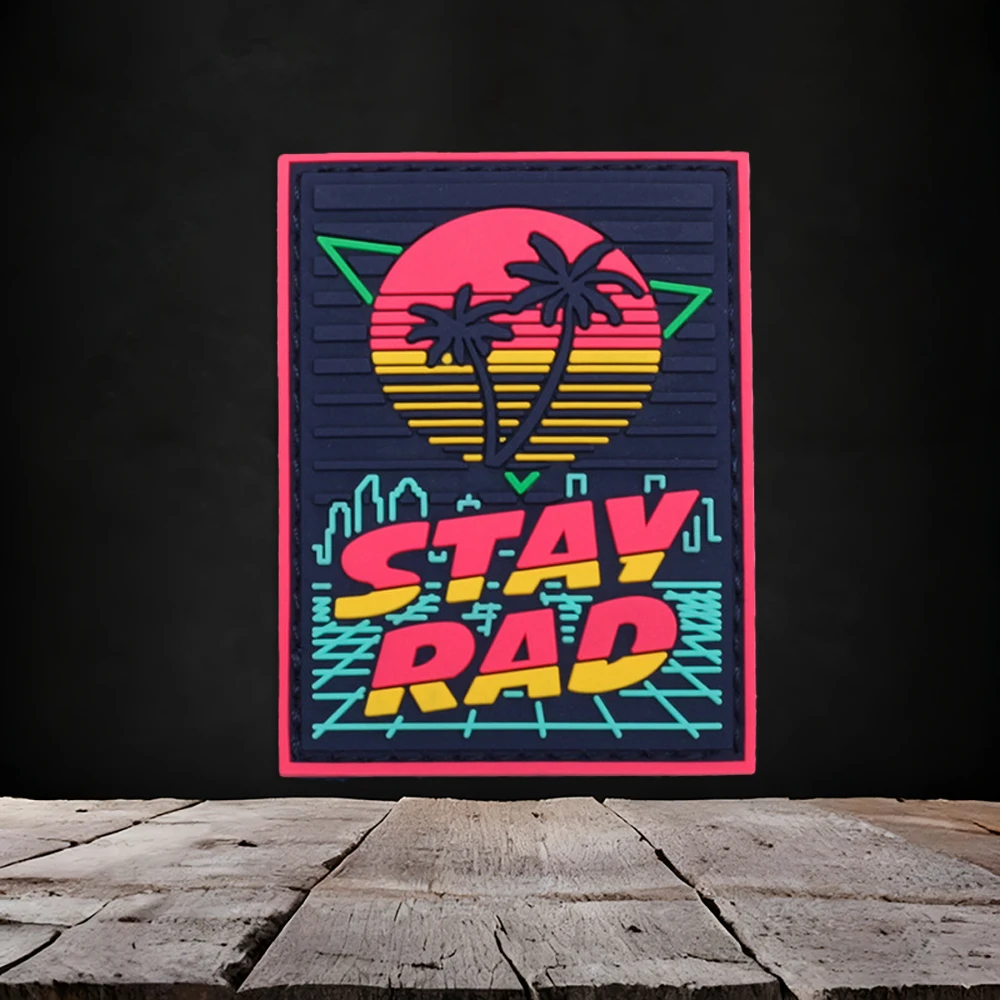 

A Neon-Style Palm Tree Pvc Patch Tactical Vest/Strap Badge Sticker Patch Pvc Hook-And-Loop Morale Patch Backpack Patch Clothing Patch Soft Rubber