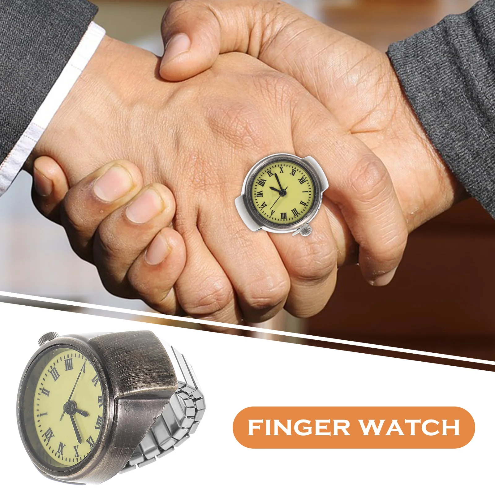 خمر زوجين حلقة ووتش الأرقام الرومانية البسيطة فنجر ووتش خفيفة الوزن دائم خاتم أنيق الرجال النساء عارضة الزخرفية #5