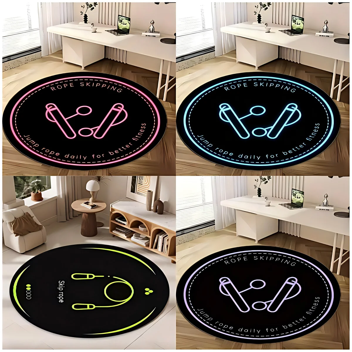 Simple Fluorescent Skipping Rope Anti Slip Mat for Bedroom Living Room Gym Carpet Sports Enthusiasts Home Decoration Carpet