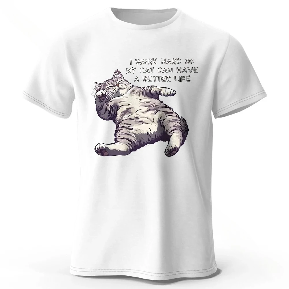 تي شيرت Kawaii Cat Lover مطبوع 100% قطن، تي شيرت ناعم وجيد التهوية برقبة دائرية وأكمام قصيرة، نمط لطيف ومرح للجنسين