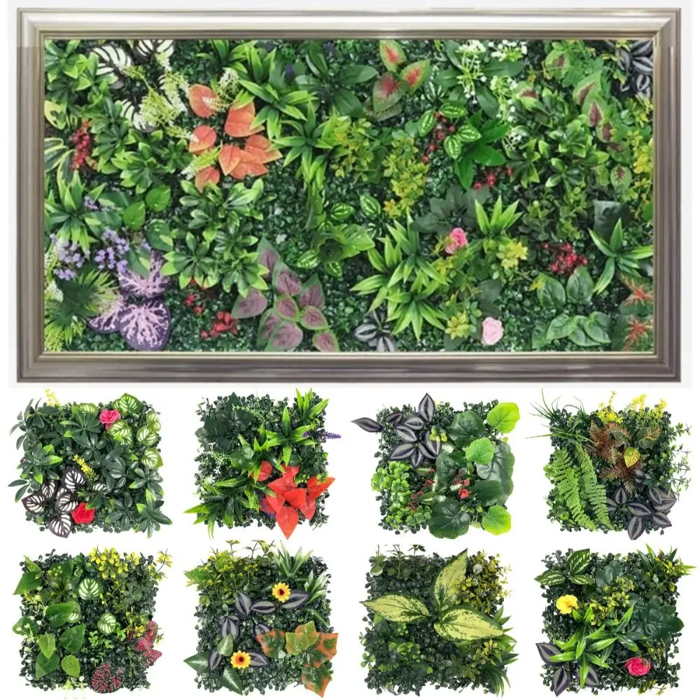 DIY Artificial Plant Wall Panel UV Protection Durable Artificial Eucalyptus Carpet No Watering Green Fake Green Grass Mat