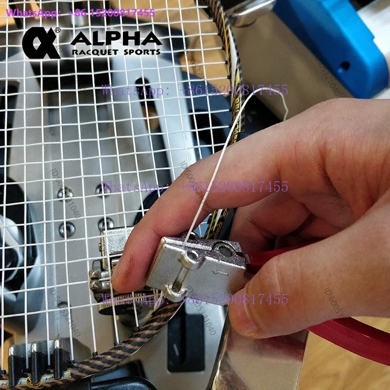Threading machine, wire pulling machine tool, starting clip, starting clip for badminton tennis rackets, narrow face