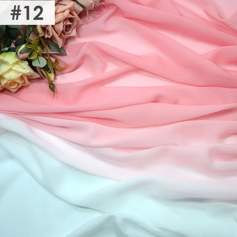 100D Chiffon Fabric Gradient Color Organza Tulle Fabric For Diy Ancient Style Hanfu Dress Stage Dance Costume  Drape Decor Craft