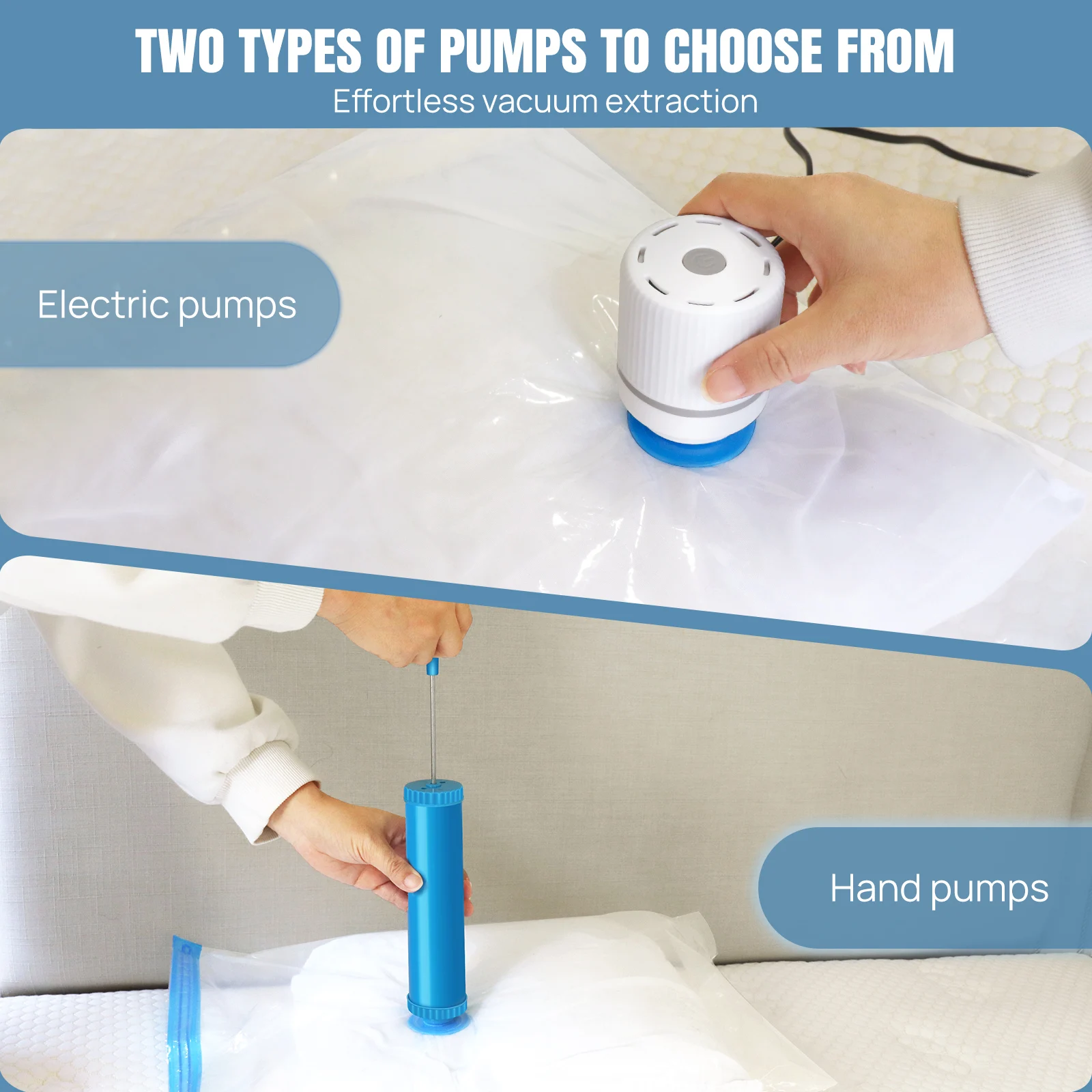 12 عبوة من أكياس تخزين المكنسة الكهربائية، أكياس موفرة للمساحة ضغط للألحفة والبطانيات، منظم تعبئة الملابس أثناء السفر