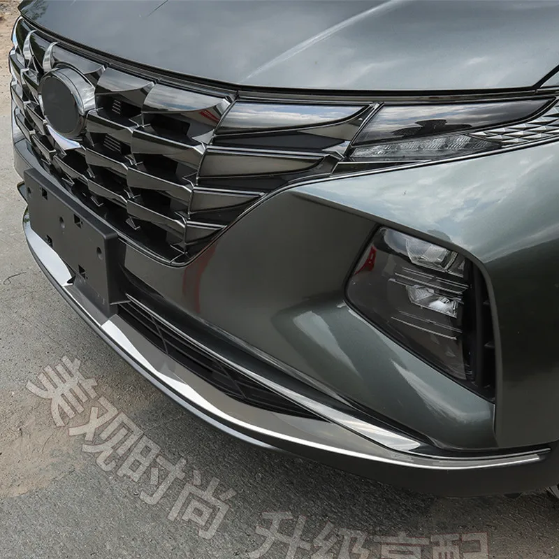 Car Front Bottom Bumper Trim Strip Cover Chrome Garnish Exterior Decoration Parts For Hyundai Tucson NX4 2021 2022 Accessories