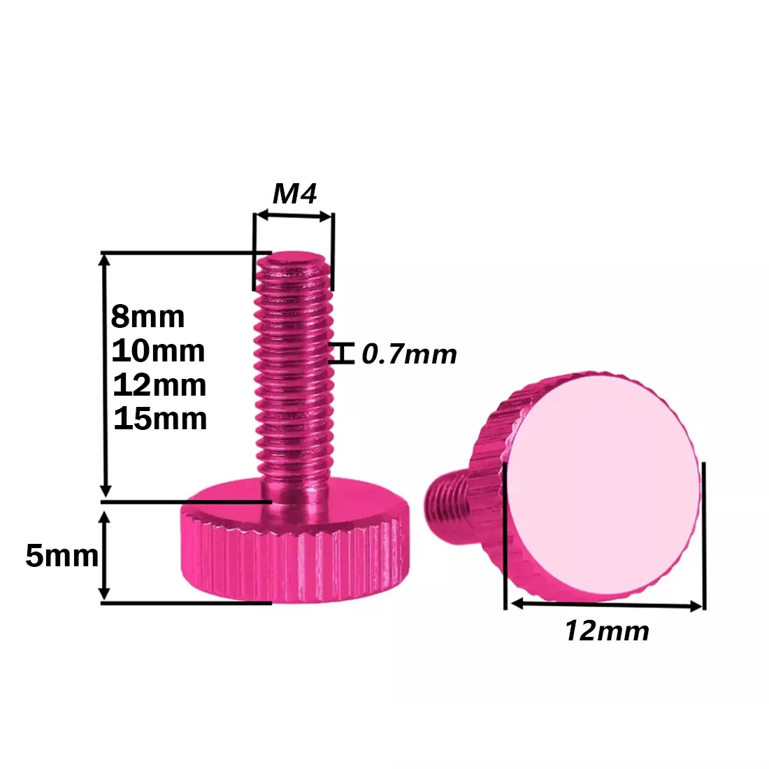 M4x8/10/12/15mm Hand Grip Knob Knurled Thumb Screw Aluminium Hand Turn Knob DIY Bolts