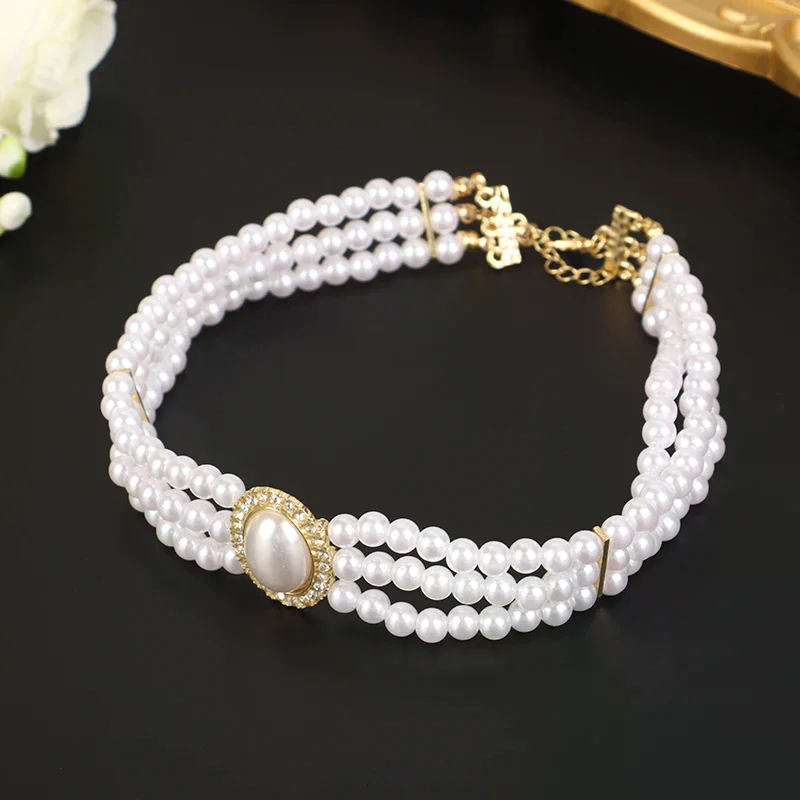 الفاخرة خمر ثلاثة طبقة تقليد اللؤلؤ طوق المختنق الكورية الأزياء قلادة للنساء حزب مجوهرات هدية
