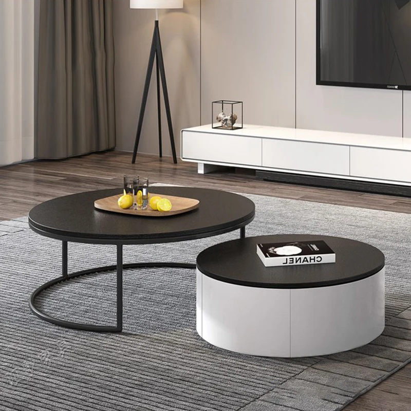 Unique Hardcover Coffee Table Simple Drawers Drawers Round Side Table Regale Minimalist Mueble Salon Living Room Accessories