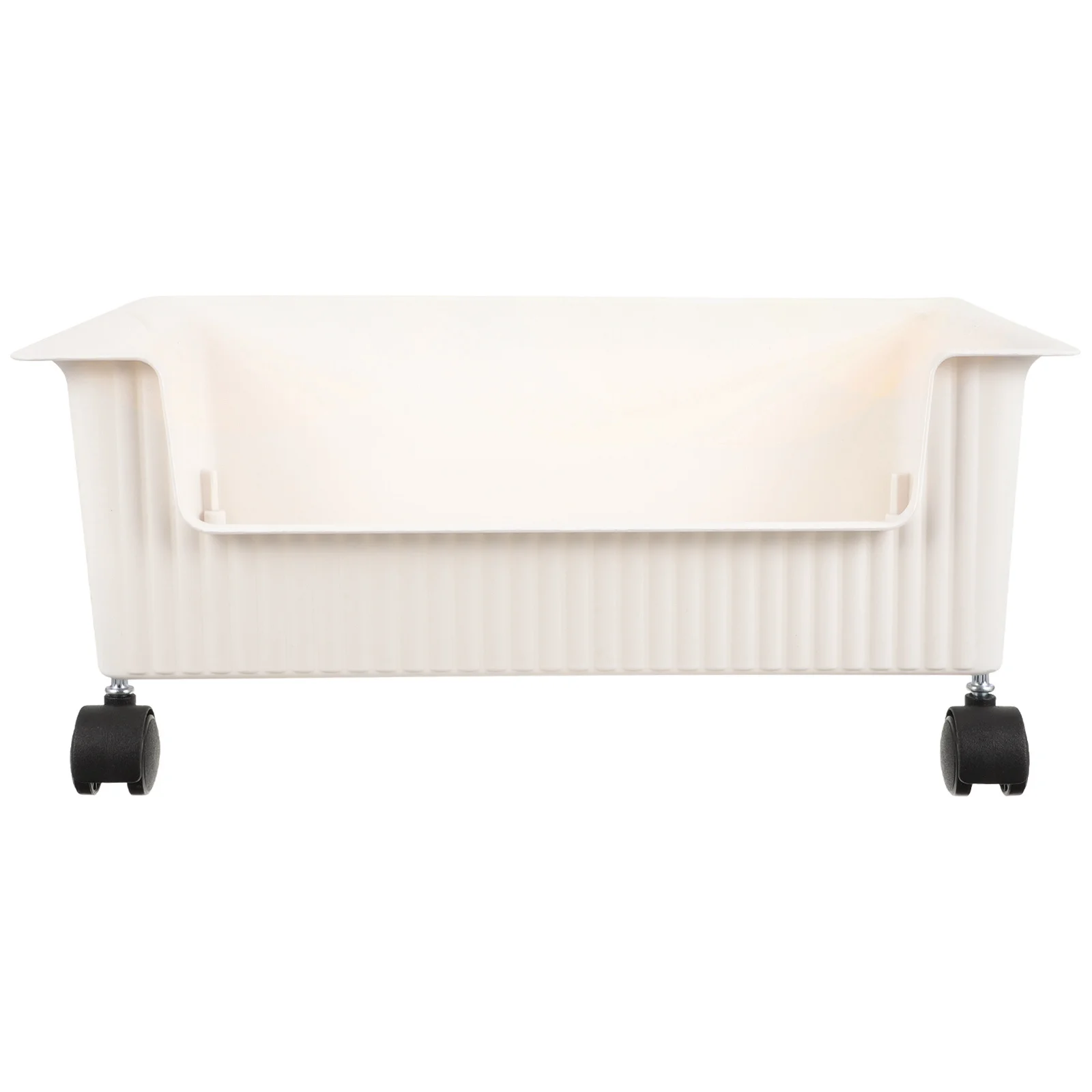 

Plastic Bookshelf on Wheels Large Capacity Rolling Storage Box Handle Under Desk Bedroom Book Organizer Case