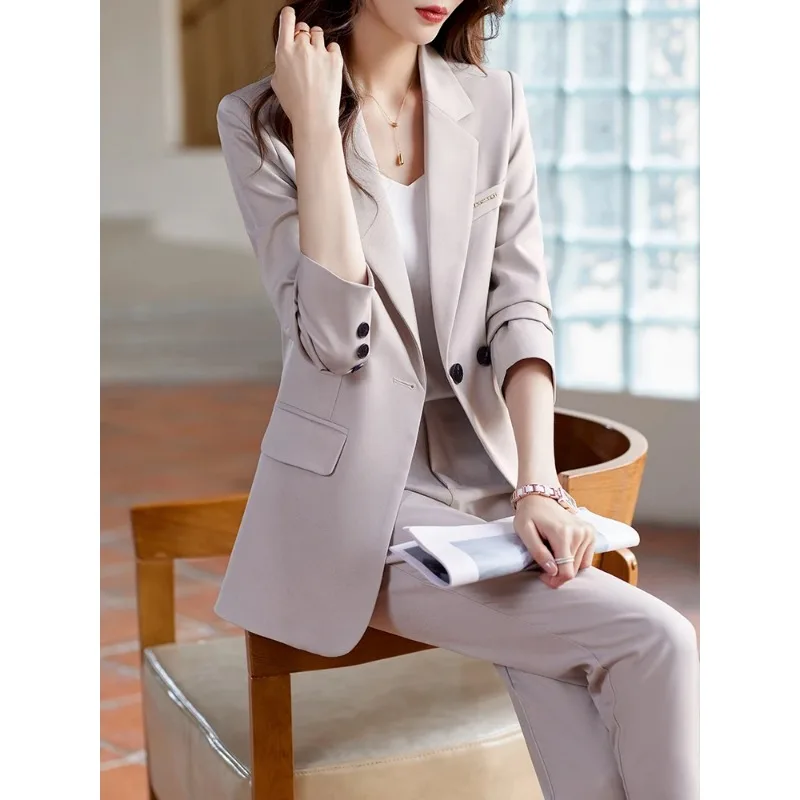 

Fashion Ladies Pant Suit Formal Women Office Business Work Wear Jacket Blazer Trouser 2 Piece Set For Autumn Winter In Stock