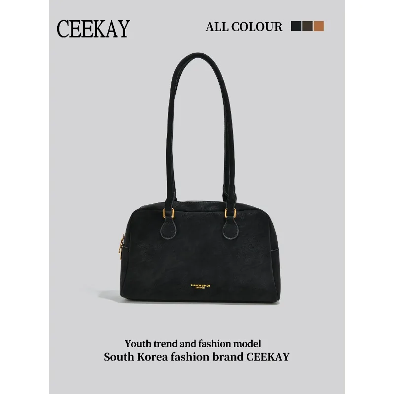 

2026 CEEKAY Винтажная длинная сумка-тоут, минималистичная сумка через плечо с тонкими ручками и золотистой фурнитурой, вместительная женская сумка