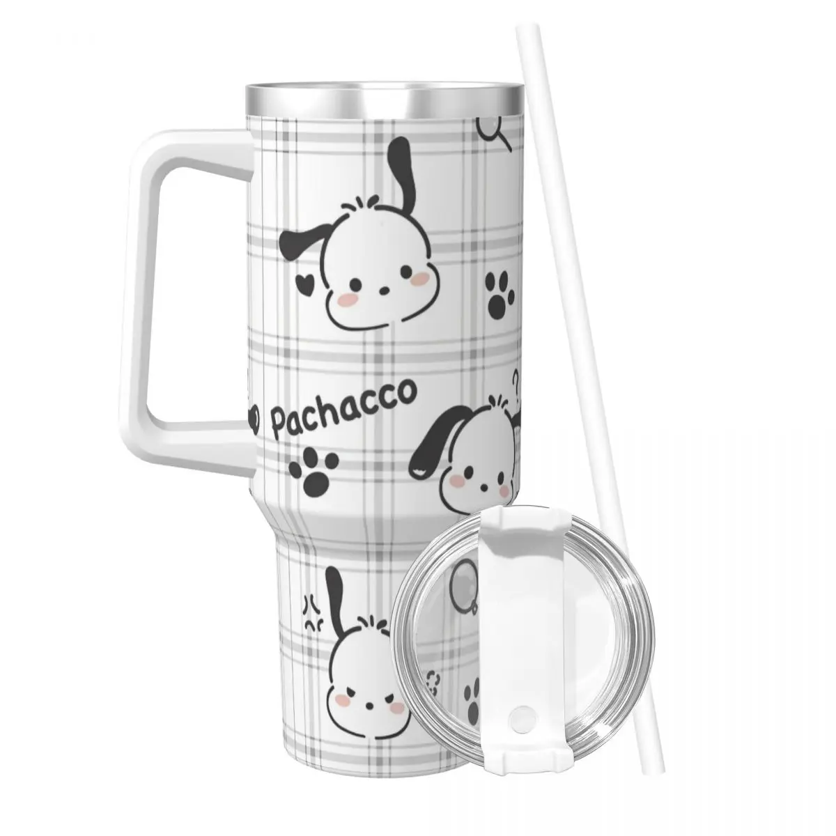 Pochacco Cartoon Dog Sanrio Stainless Steel Tumbler Driving Car Mugs 40oz Thermal Cups Heat Drinks Milk Tea Water Bottle