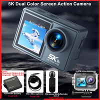 5K 4K60FPS Action Camera Dual IPS Touch LCD DVR EIS 170° 30M Waterproof 5X Zoom Sport Camera With Wireless Mic&Remote Control