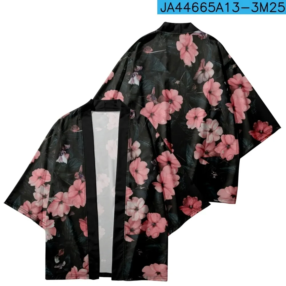 Summer Japanese Kimonosfor Men Hawaiian Traditional KimonosFashion Women Short Sleeve Beach Shirt Bathrobes KimonosMujer