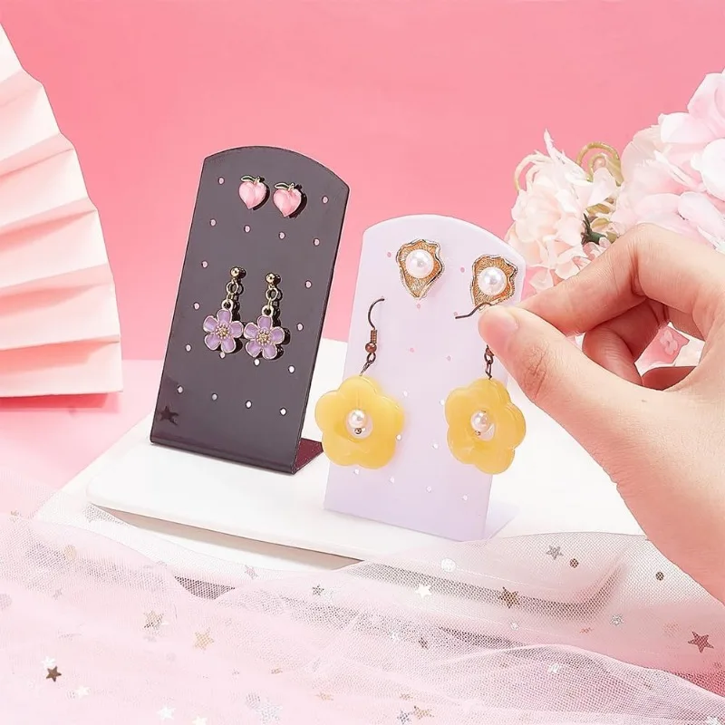 Acrílico L-Shape Brinco Titular, Ear Studs Display Stand, Jóias Show Rack, Organizador, 2 Cores, 24 Buracos, 20Pcs