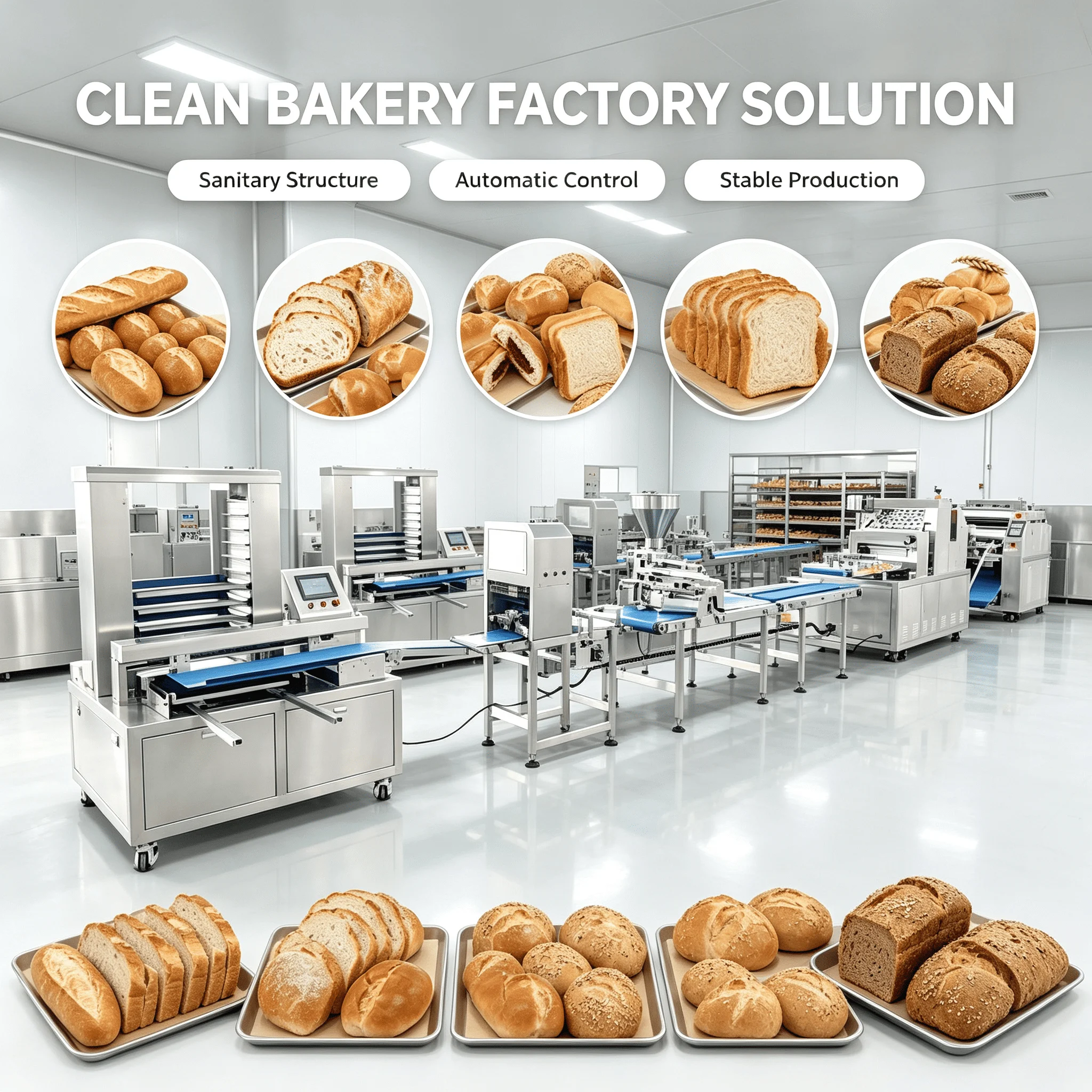 Pastry Making Line Automatic Bread Production Equipment for Multi Grain Bakery Products Customized