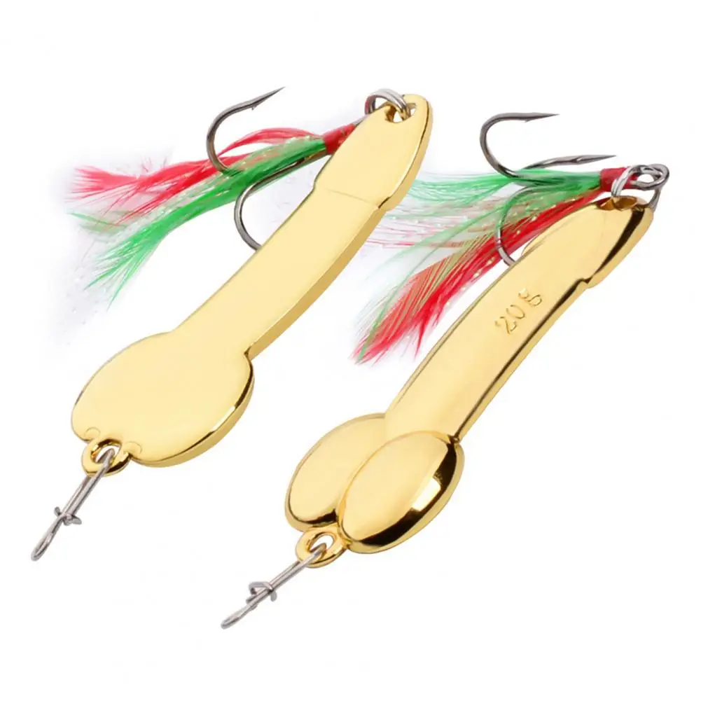 5g 10g 15g 20g Fishhooks Metal Spoon Penis Fishing Lures Sequin Lure Artificial Baits Creative Penis Treble Hook Fishing Lures