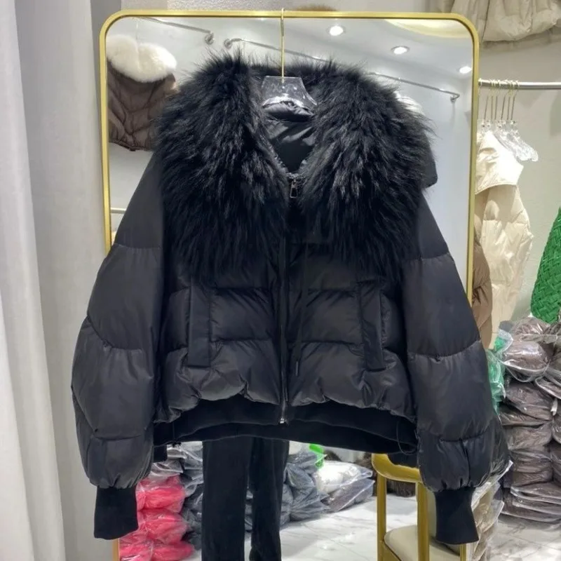 Warmer Pelzkragen, kurze, lässige Daunenjacke für Damen, Design Sense Niche 2025, neue Winterversion, gut aussehender High-Street-Trendmantel