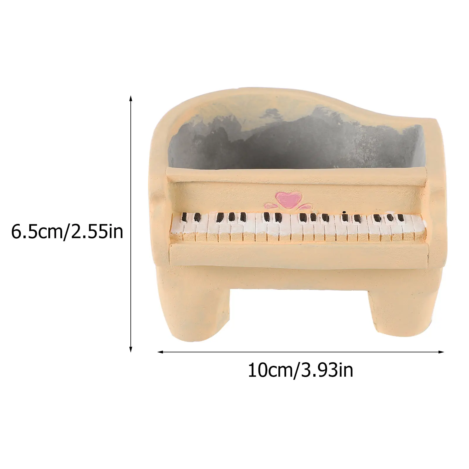 Mini Bonsai Flowerpot Cement Material Exquisite Workmanship Yellow Piano Note Design Succulent Plants Container Balcony Office