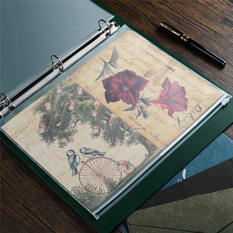 

Чувствительный 12 шт., сумка для переплета, сумки для хранения документов, 11,4 дюйма X 9,4 дюйма, карманы для переплета для 3-кольцевых переплетов