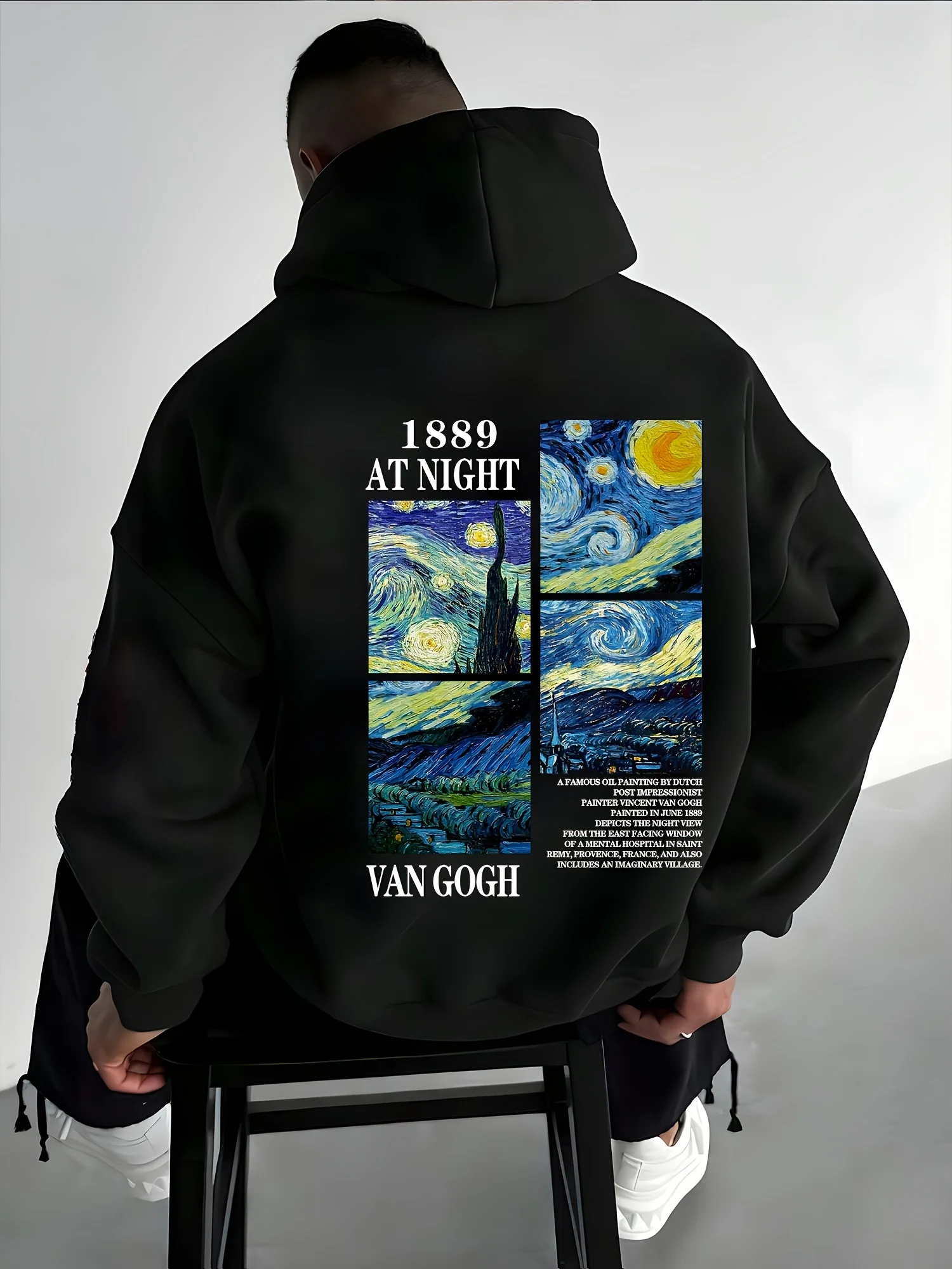 Sudadera con capucha Van Gogh "Night estrellada" para hombre - Estampado artístico de 1890, con pinceladas icónicas y diseño inspirado en Vincent Van Gogh