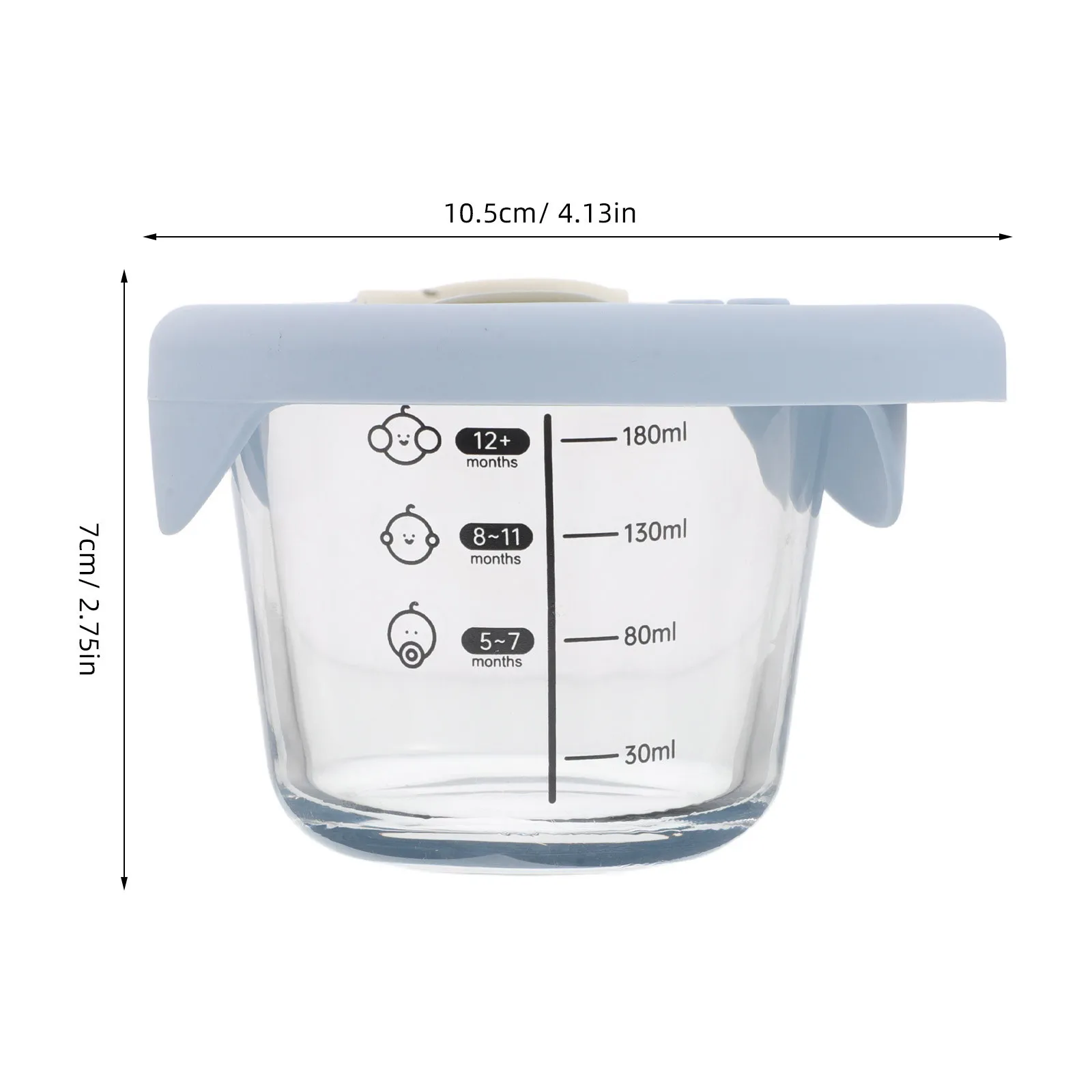 2Pcs Round Baby Food Bowls - 6Oz 180Ml Glass Storage Containers for Infant Snack Porridge Breast Milk Freezer Friendly Leakproof