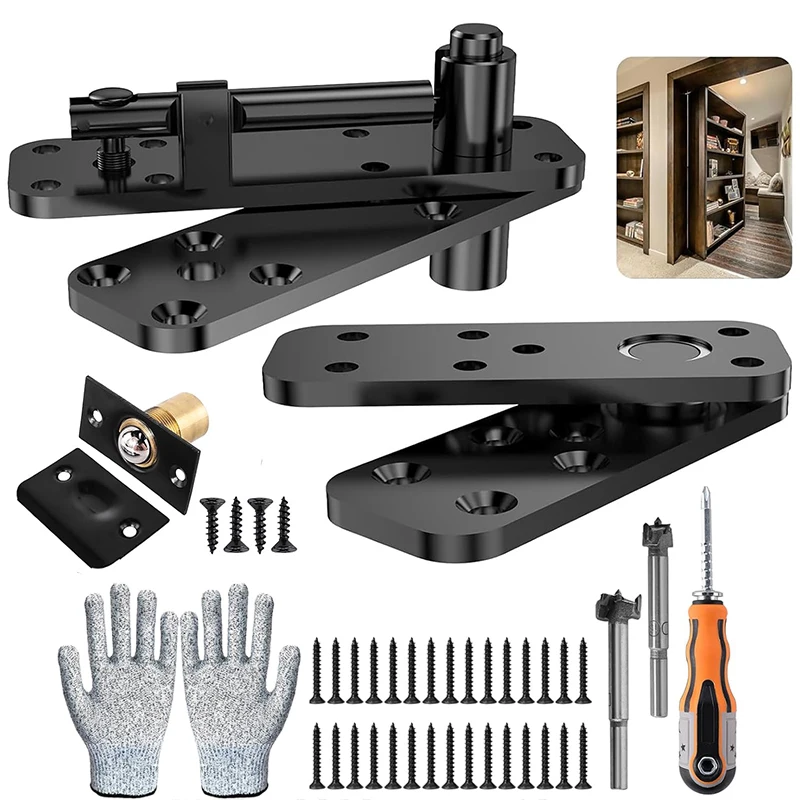 

Скрытая поворотная петля 570 фунтов, несущая сверхмощная фурнитура для комплекта дверей книжного шкафа, вращение на 360 градусов, невидимые петли для секретной двери