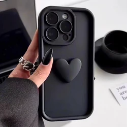Cute INS 3D Love Heart Silicone Phone Case For iPhone 11 12 13 14 15 16 17 Air Pro Max 7 8 Plus SE2022 Shockproof Candy Cover
