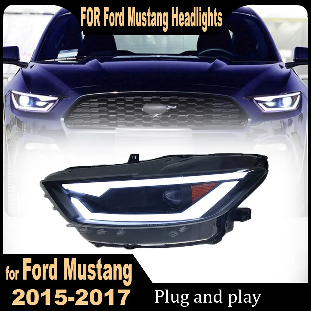 

Pair Car For Ford Mustang Headlights 2015-2017 LED Light Head Lamp Car Styling DRL Signal Projector Lens Auto Accessories Front