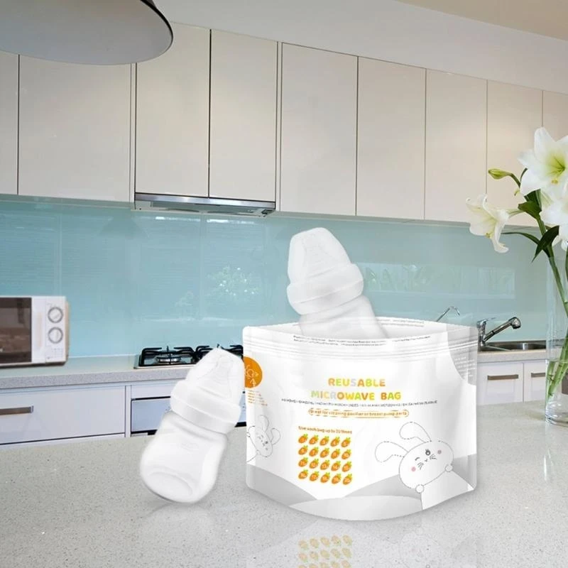 16/42 Count Cleaning Bag Reusable Microwave Steam Sterilizer Bags for Breastpump Part/Baby Bottle 20 Times/Sheet 24BE