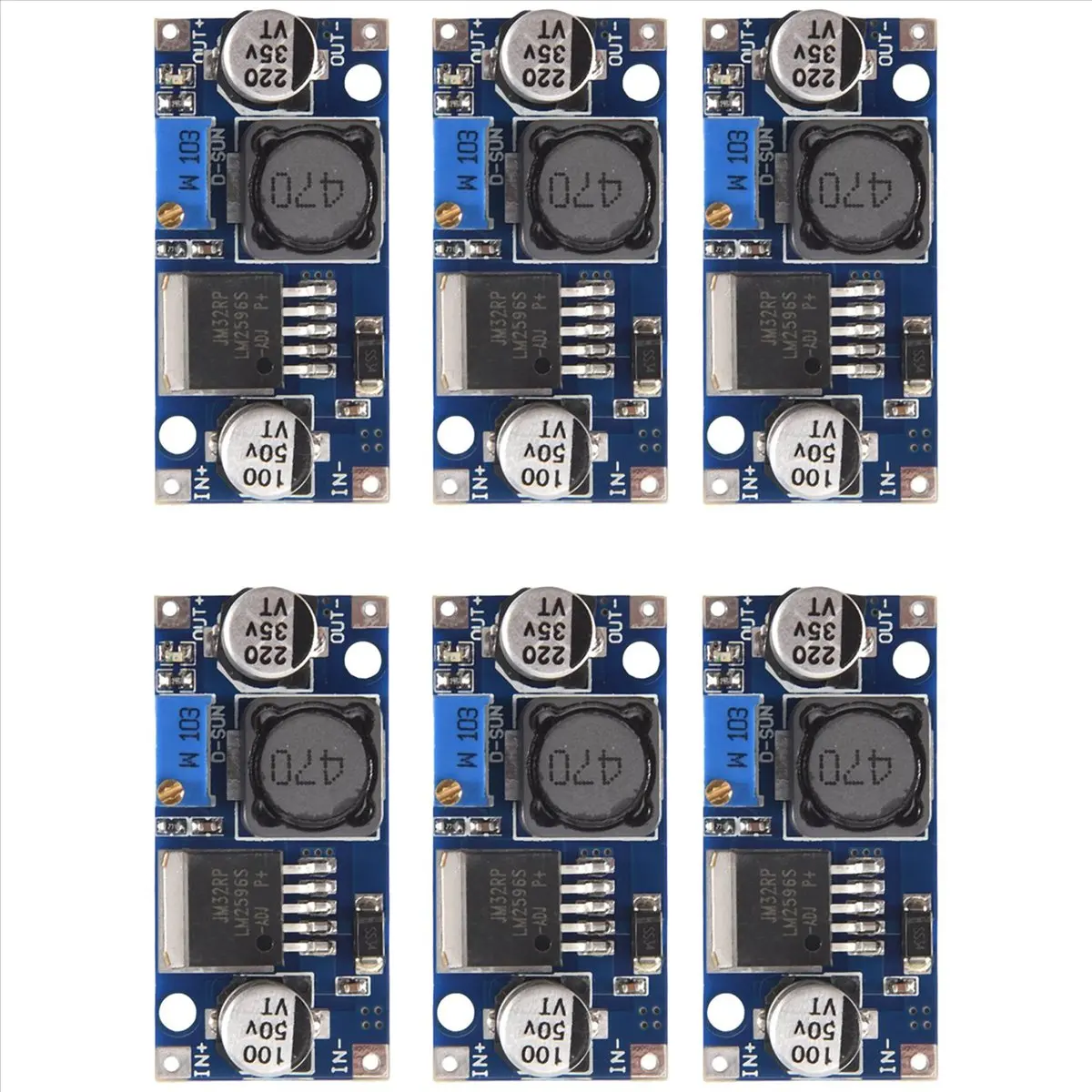 AU47-6 Pack LM2596 LM2596S DC to DC Buck Converter 3.0-40V to 1.5-35V Power Supply Step Down Module (6 Pack)