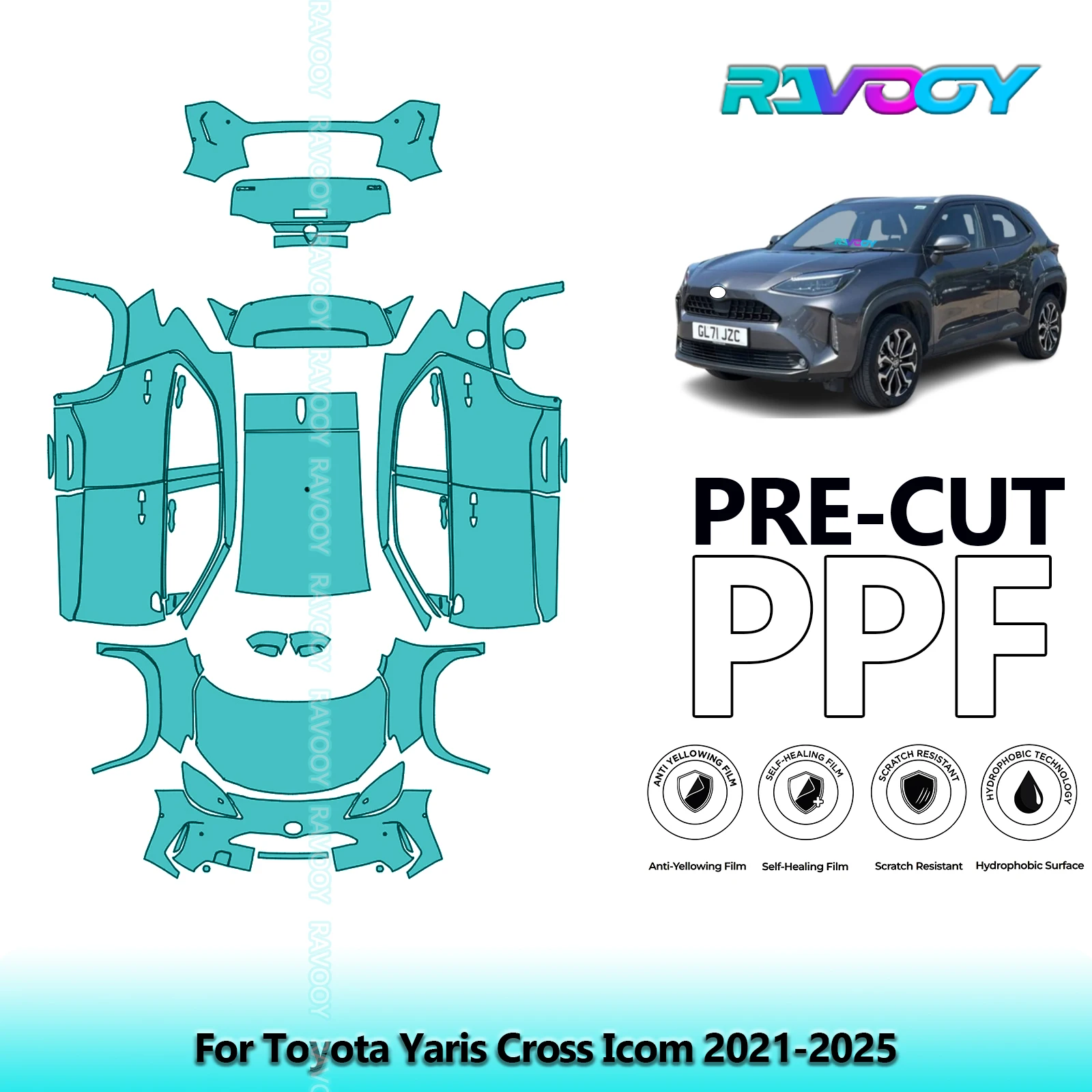 

Car Precut PPF Paint Protection Film Full Vehicle For Toyota Yaris Cross Icom 2021-2025
