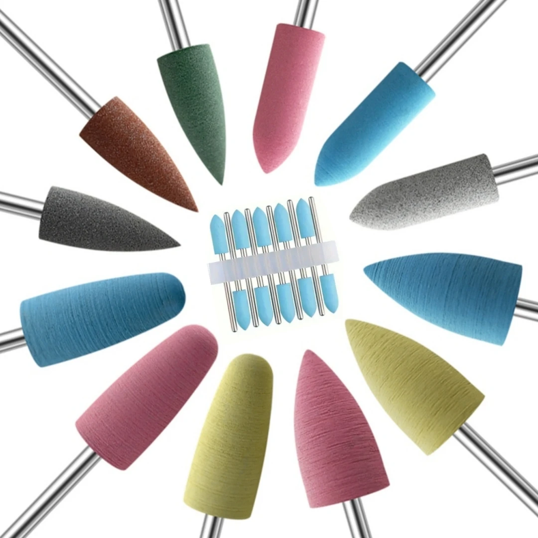 10 قطعة/المجموعة السيليكون مسمار تلميع مثقاب الخشب غرامة إزالة الجلد الميت الروسي مانيكير المعالجة المسبقة سيليكون المطاط رأس مطحنة #6