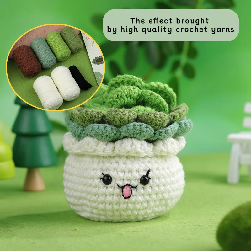 Summary of Coaster Series Crochet Material Packs New Practical Designs DIY Hand-knitted Green Plant Ornaments