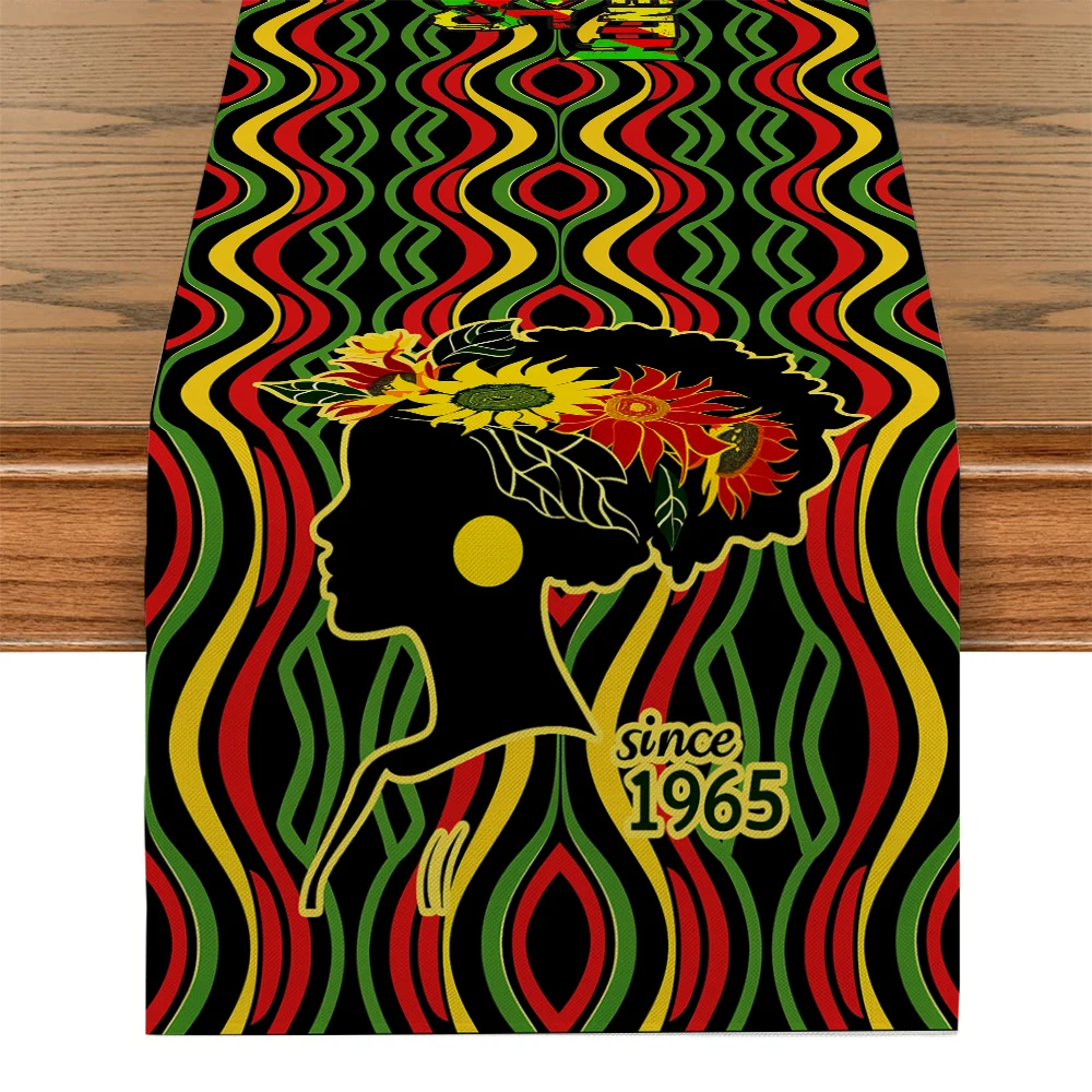 Juneteenth Black Women Free Liberation Table Runner Kitchen Dining  Table Decoration for Indoor Outdoor Home Table Runners